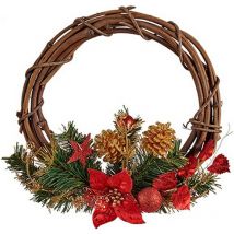 Couronne de de Noël 30,48 cm rouge bois vert plastique