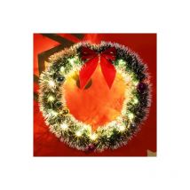 Couronne de Noël 32cm blanche Éclairage led et boules