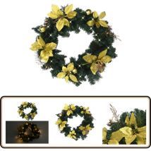 Vidaxl - Couronne de Noël avec lumières led vert 60 cm pvc - Couronne De Noel - Couronne Lumineuse - Décoration Noel - Guirlande Lumineuse - Lumière