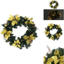 Vidaxl - Couronne de Noël avec lumières led vert 60 cm pvc - Couronne De Noel - Couronne Lumineuse - Décoration Noel - Guirlande Lumineuse - Lumière