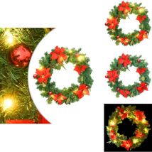 Vidaxl - Couronne de Noël avec lumières led vert 60 cm pvc - Couronne De Noel - Couronne Lumineuse - Décoration Noel - Guirlande Lumineuse - Lumière