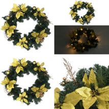 Vidaxl - Couronne de Noël avec lumières led vert 60 cm pvc - Couronne De Noel - Couronne Lumineuse - Décoration Noel - Guirlande Lumineuse - Lumière