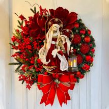 Couronne de Noël, décorations de Noël décoration Saint Couronne de Noël décoration style 40cm