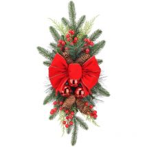 Couronne de Noël en forme de larme, guirlande pour rampe d'escalier, porte, guirlande pour mur, fenêtre, porte