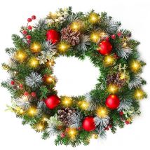 Beijiyi - Couronne de Noel Porte 30 cm Couronne Noel, Décoration de Noël,Couronne Fleurs Artificielle Suspendues Décoration Noel Guirlande Sapin de