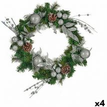 Krist+ - Couronne de Noël verte argentée 60 x 13 x 60 cm (4 pièces)