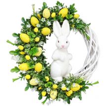 Jeffergarden Couronne d'ufs de lapin de pques en acrylique, ornements suspendus d'intérieur et d'extérieur, décorations de fête pour porte d'entrée