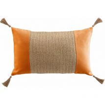 Coussin 30 x 50 cm Raphia terracotta