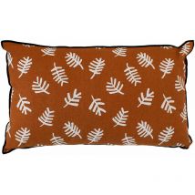 Coussin 30x50 GARDEN 100% coton coloris CAMEL ECRU bourdon noir
