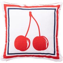 Benetton - Coussin 40x40cm 144tc 100% coton blanc fruits cerise rouge be - Blanc et rouge