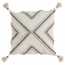 Athezza - Coussin 45 x 45 cm Logi écru avec pompons et garnissage
