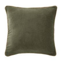 Coussin 45 x 45 cm velours de coton vert et jute - mirabel