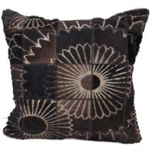 Unamourdetapis - Coussin fait main en peau de vache 45x45 marron lubo