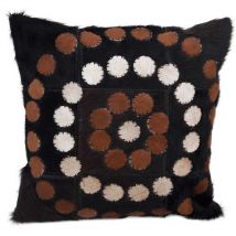 Unamourdetapis - Coussin fait à la main en peau de vache 45x45 beige prestige 4
