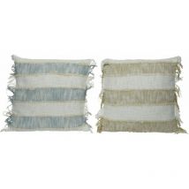 Coussin à franges de couleurs assorties en coton