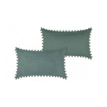 Coussin à pompons 30x50cm sauge - 30x50cm - Sauge