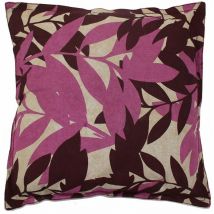 Asia - Coussin en coton à imprimés feuilles violet 60x60 - Violet