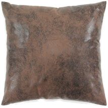 Coussin aspect cuir marron 40x40cm havane