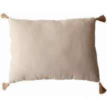 Coussin à pompons non déhoussable 50x70 pao-pao coloris naturel