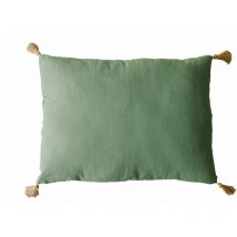 Coussin à pompons non déhoussable 50x70 pao-pao coloris argile