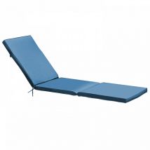 Solys - Coussin bain de soleil polyester bleu pacific 186x53x5 cm