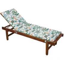 Lovely Casa - Coussin bain de soleil motif tropical Vert 60x190 cm