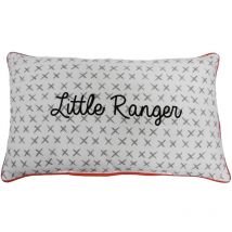 Coussin imprimé texte en coton 30x50cm