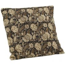 Coussin à fleurs marron