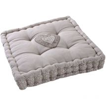 Coussin carré en coton et lin Coeur