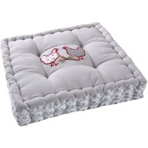 Coussin carré en coton et lin Poule