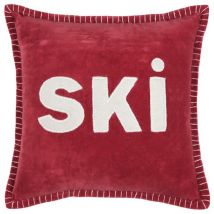 Coussin carré 'ski' en velours Rouge 40x40 cm