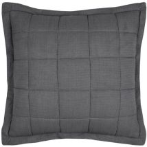 Coussin carré uni en gaze de coton surpiquée Gris anthracite 45x45 cm