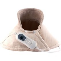 Fabrilamp - Coussin Cervical Électrique Relent Beige 100W 3 Niveaux Arrêt Automatique Lavable (60x62cm)