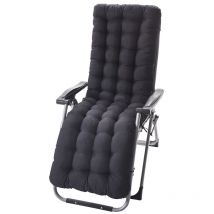 Umnuou - Coussin Chaise Longue avec Anti-dérapant Coussin Transat Bain de Soleil Jardin Haut Epais pour Fauteuil Relax Chaise Longue-noirt-48X125X8cm