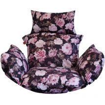 Blomster - Coussin Cocoon pour balançoire suspendue - noir avec roses