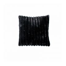 Coussin côtelé effet fourrure noir - 40x40cm - Noir