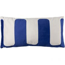 Boite A Design - Coussin, Coussin aya rectangle blanc bleu 30 x 60 cm Bleu en Fabric