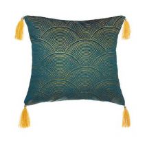 Coussin Déco en Velours 'Glitter' 40x40cm Bleu