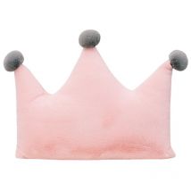 Coussin de canapé en peluche 40 x 32 cm, joli coussin de dossier en forme de couronne pour décoration de fenêtre, taille S, rose