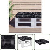 The Living Store Coussin de palette motif à carreaux noir 50x50x12 cm tissu - Coussin Exterieur - Coussin Patio - Coussin Jardin - Coussin Design