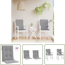 Jinlefu - The Living Store Coussins de chaise de jardin à dossier bas lot de 2 gris - Coussin De Chaise - Coussin Exterieur - Coussin Jardin