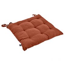 Meubletmoi - Coussin de chaise 38 x 38 cm capitonnée en coton terracotta - dolores