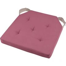 Coussin de chaise réversible rose et lin en coton 38 x 38 cm