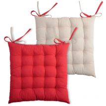 Homemaison - Galette de chaise bicolore Rouge 40x40 cm