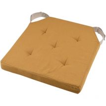 Stof - Coussin de chaise réversible curry et lin en coton 38 x 38 cm