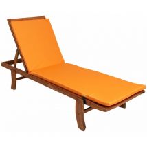 Setgarden - Coussin de chaise longue 190x60x4cm, coussin pour chaise longue de jardin, chaise longue en bois orange, coussin pour chaise longue de