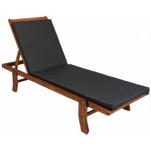 Setgarden - Coussin de chaise longue 190x60x4cm, coussin pour chaise longue de jardin, chaise longue en bois anthracite, coussin pour chaise longue