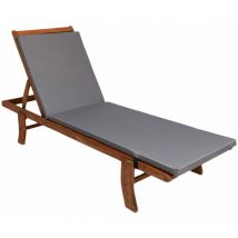Setgarden - Coussin de chaise longue 190x60x4cm, coussin pour chaise longue de jardin, chaise longue en bois gris, coussin de chaise longue de piscine