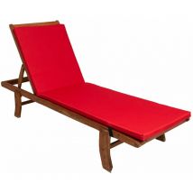 Setgarden - Coussin de chaise longue 190x60x4cm, coussin pour chaise longue de jardin, chaise longue en bois rouge, coussin de chaise longue de