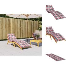 Coussin de chaise longue à carreaux rouge 186x58x3 cm - Coussin De Chaise Longue - Coussin D'extérieur - Coussin Décoratif - Coussin Imperméable